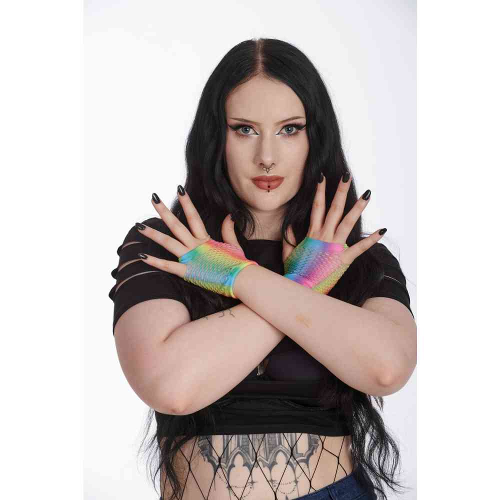 Banned - California Love Fingerless Short Fingerless gloves - Rainbow